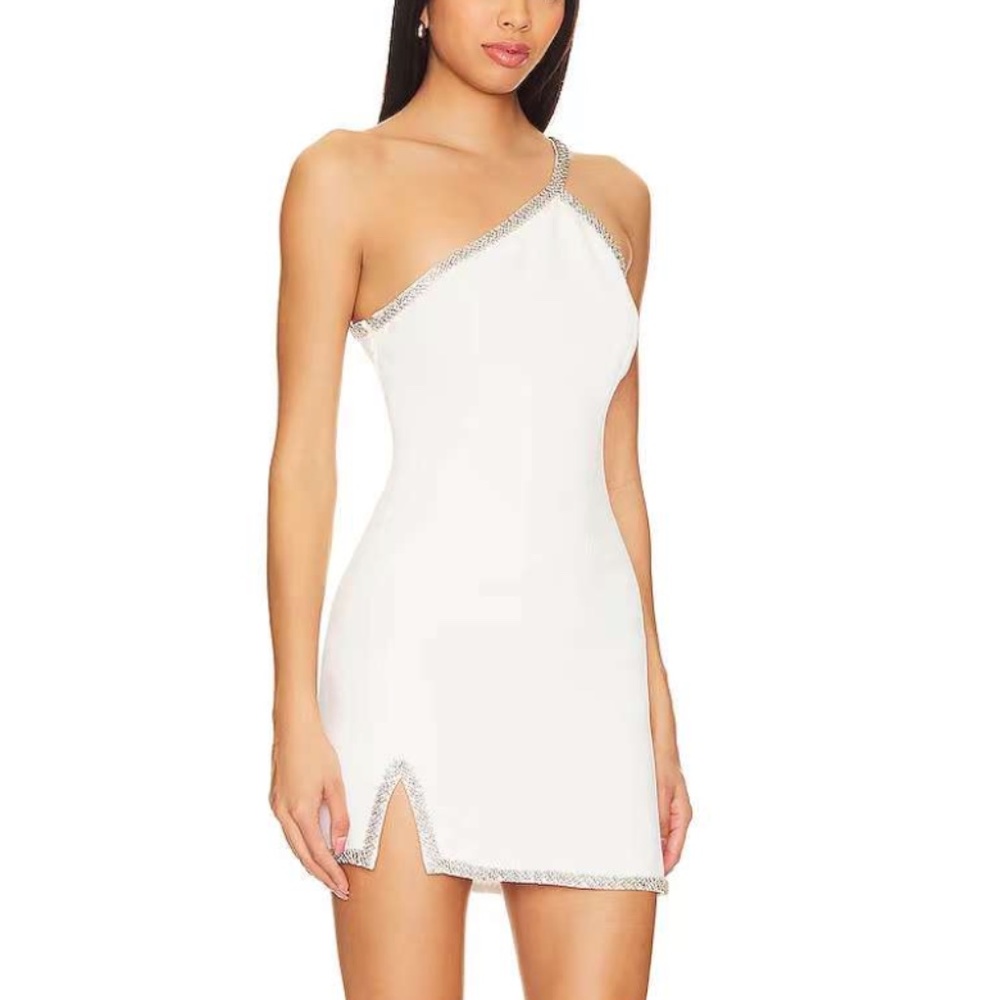 Lovers + Friends White Mini Dress with Silver Accents